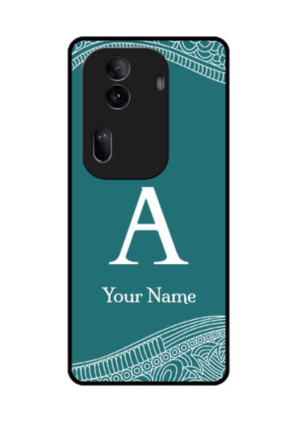 Oppo Reno 11 Pro 5G Custom Glass Phone Case - Line Art Pattern With Custom Name Design