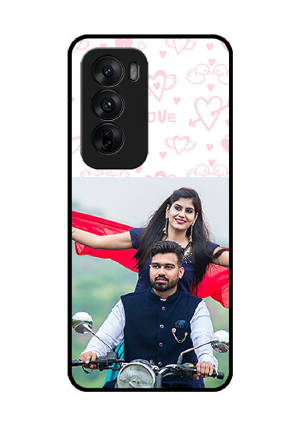 Oppo Reno 12 5G Custom Glass Phone CasePink Flying Heart Design