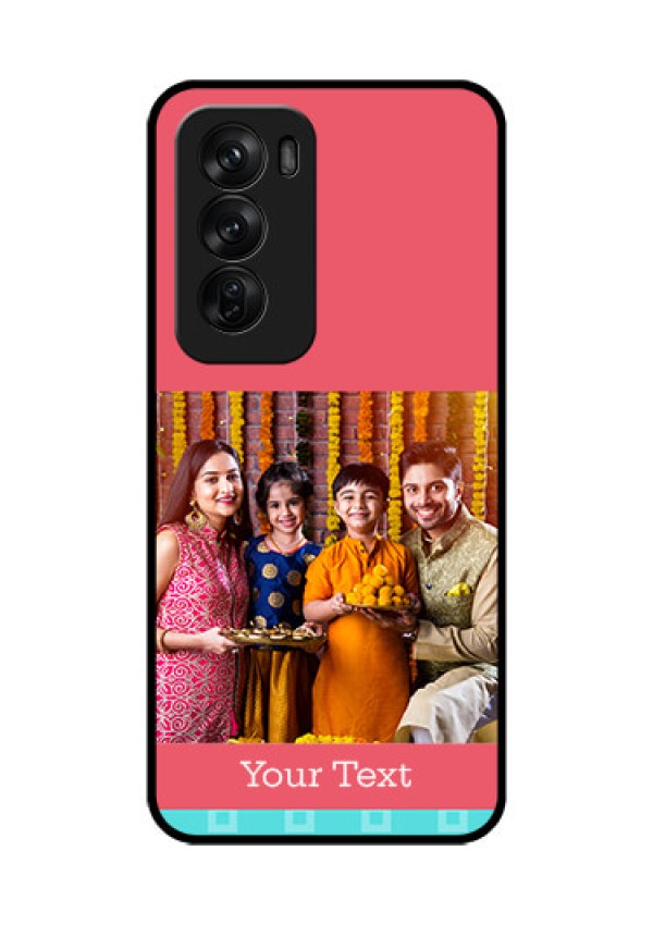 Oppo Reno 12 Pro 5G Custom Glass Phone CasePeach and Blue Color Design