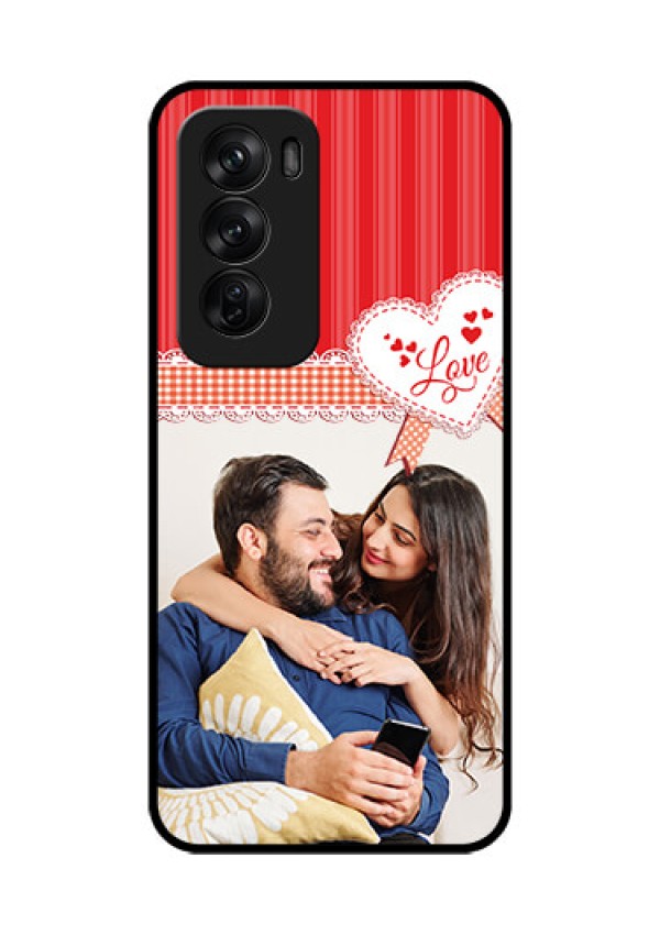 Oppo Reno 12 Pro 5G Custom Glass Phone CaseRed Love Pattern Design