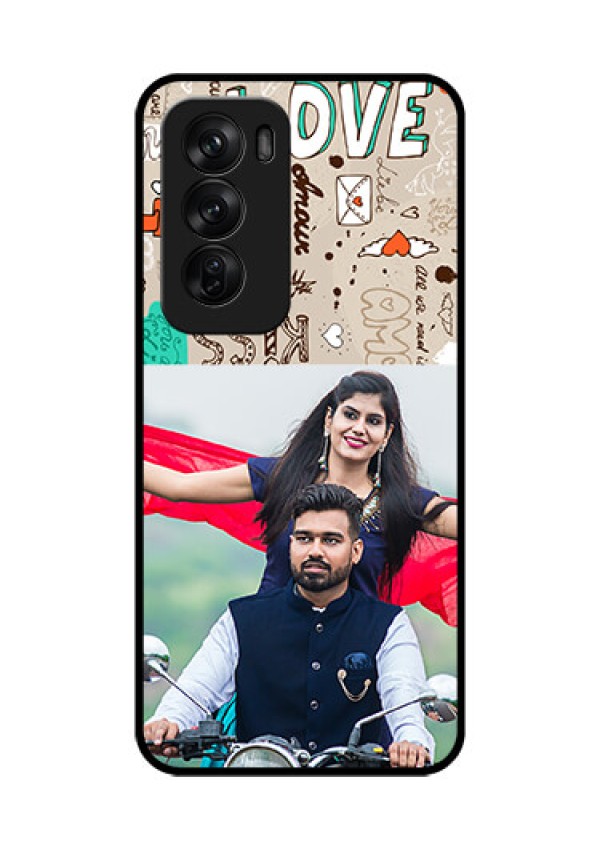 Oppo Reno 12 Pro 5G Custom Glass Phone CaseLove Doodle Pattern