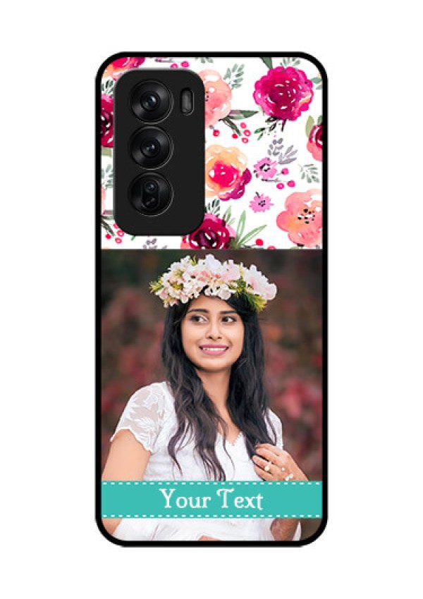 Oppo Reno 12 Pro 5G Custom Glass Phone CaseWater Colors Floral Design