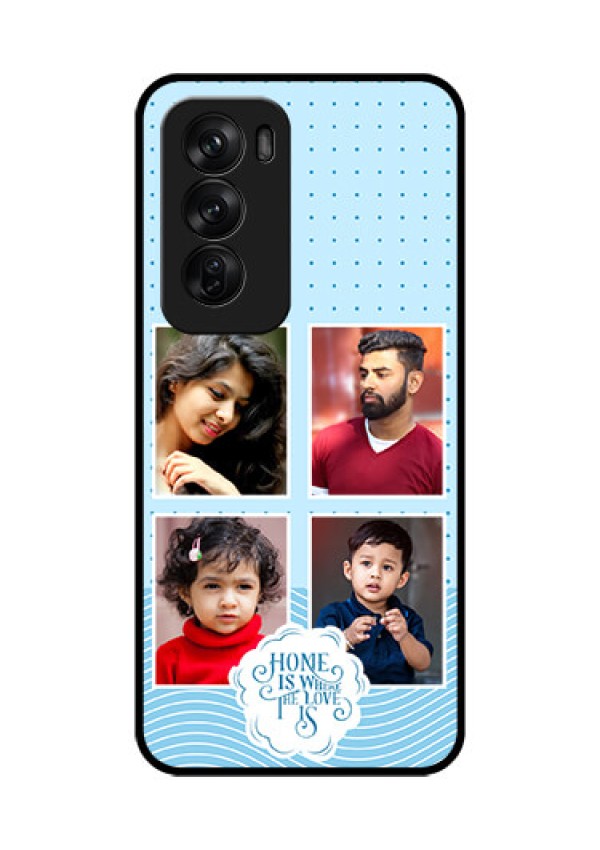 Oppo Reno 12 Pro 5G Custom Glass Phone CaseCute Love Quote With 4 Pic Upload Design