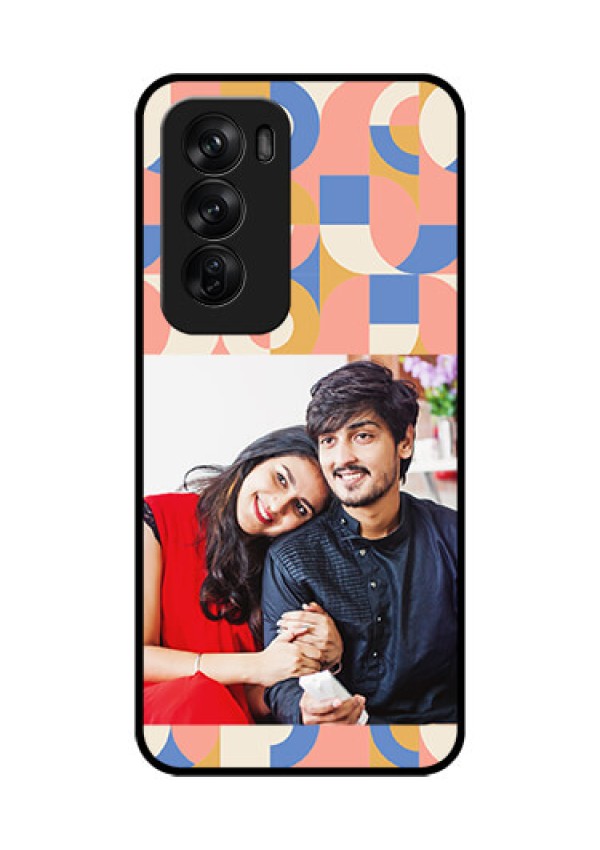 Oppo Reno 12 Pro 5G Custom Glass Phone CaseSemi - Circle Maze Pattern Design