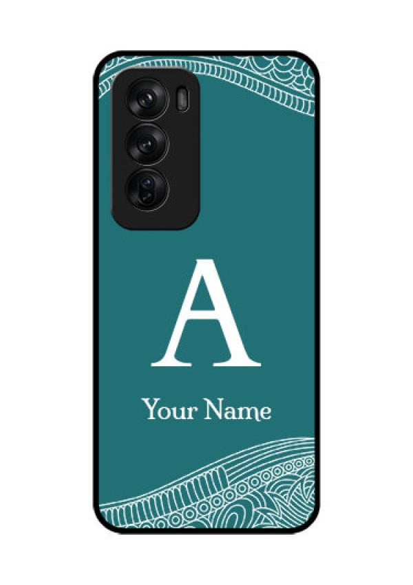 Oppo Reno 12 Pro 5G Custom Glass Phone CaseLine Art Pattern With Custom Name Design