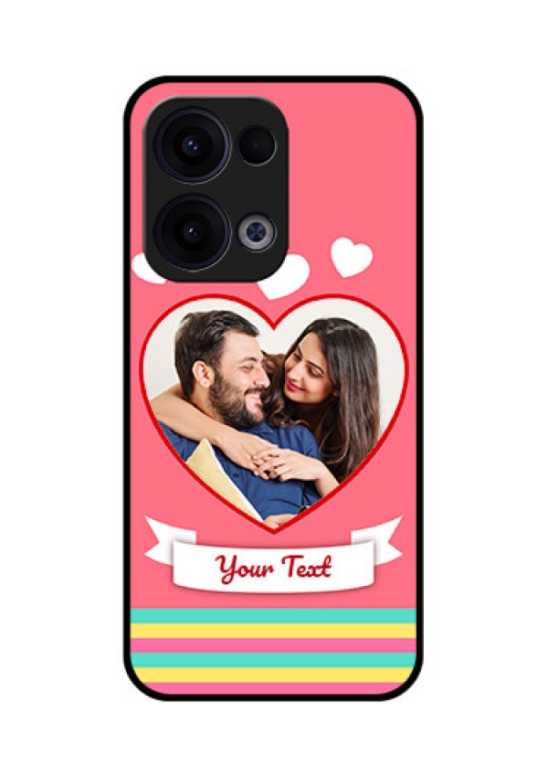 Reno 13 5G Custom Glass Phone Case - Love Shapes Doodle Design