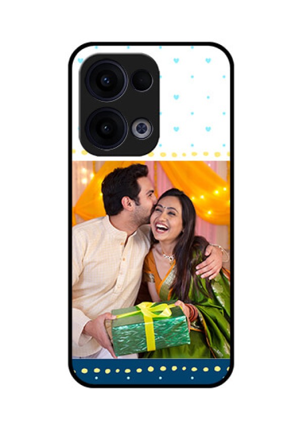 Reno 13 5G Custom Glass Phone Case - White And Blue Abstract Design