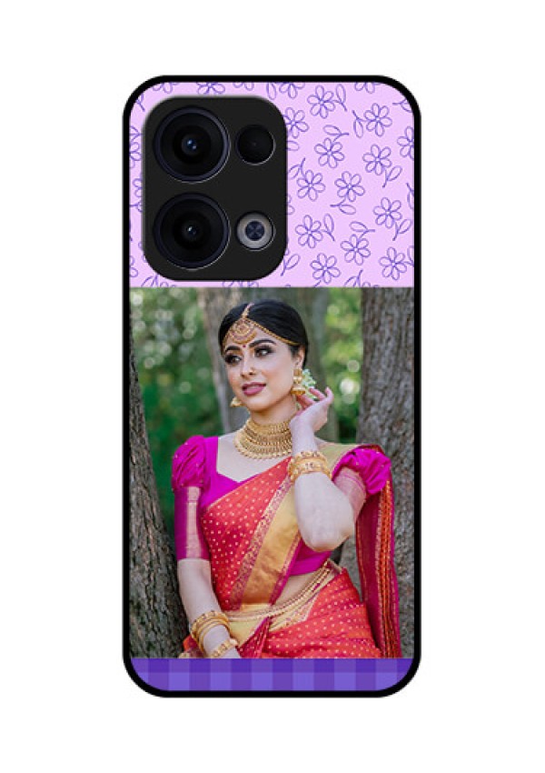 Reno 13 5G Custom Glass Phone Case - Purple Floral Design