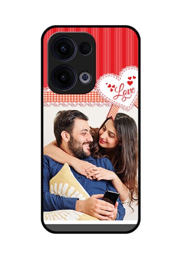 Reno 13 5G Custom Glass Phone Case - Red Love Pattern Design