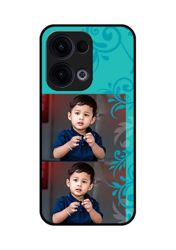 Reno 13 5G Custom Glass Phone Case - With Photo And Green Floral Design