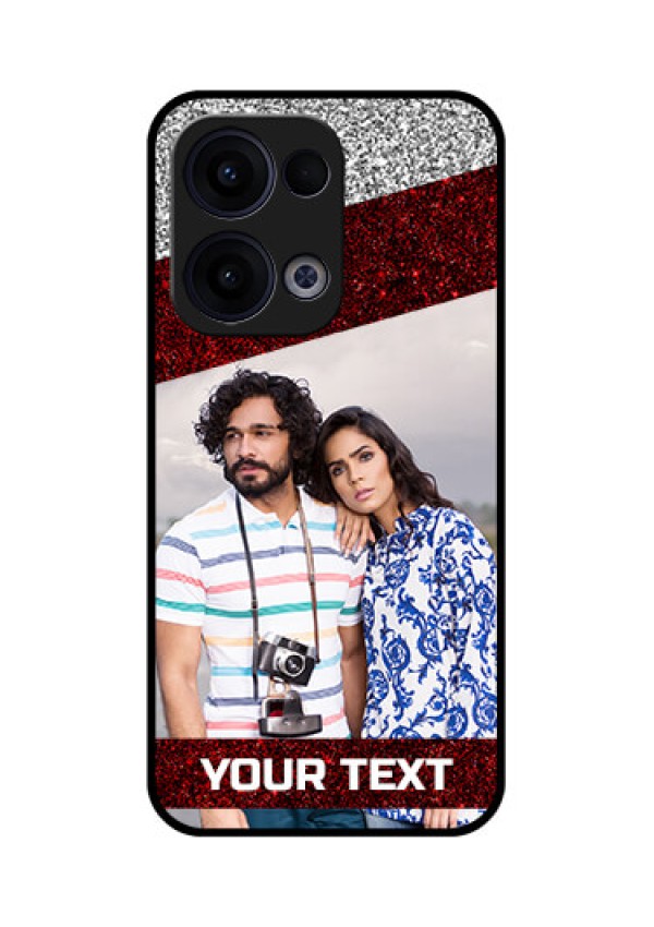 Reno 13 5G Custom Glass Phone Case - Image Holder With Glitter Strip Design