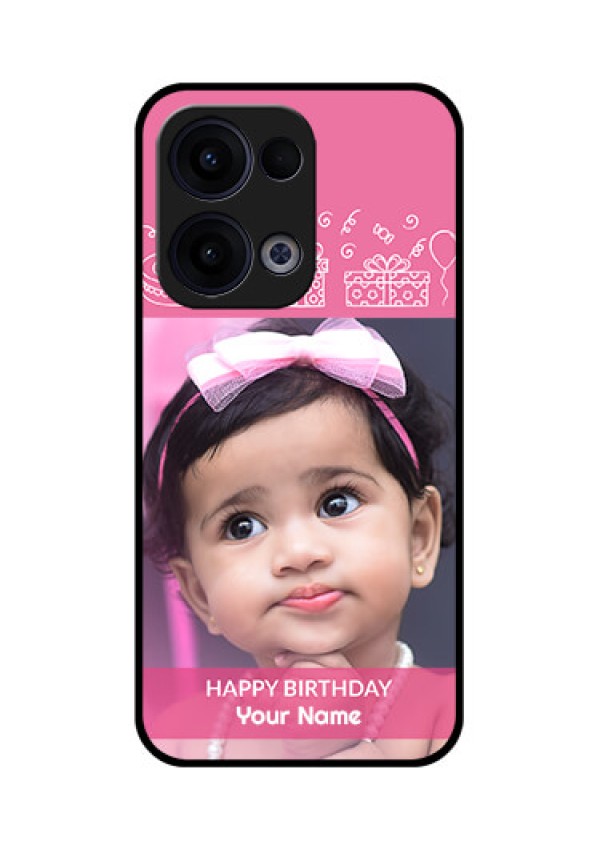 Reno 13 5G Custom Glass Phone Case - With Birthday Line Art Design