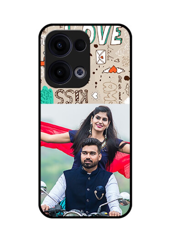 Reno 13 5G Custom Glass Phone Case - Love Doodle Pattern
