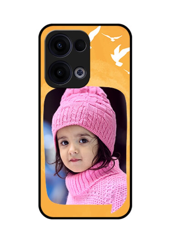 Reno 13 5G Custom Glass Phone Case - Water Color Design With Bird Icons