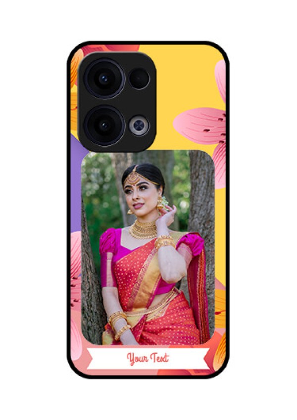 Reno 13 5G Custom Glass Phone Case - 3 Image With Vintage Floral Design