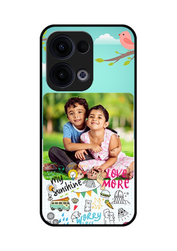 Reno 13 5G Custom Glass Phone Case - Doodle Love Design