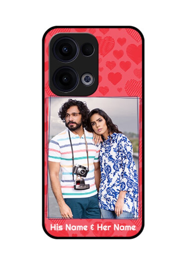 Reno 13 5G Custom Glass Phone Case - With Red Heart Symbols Design
