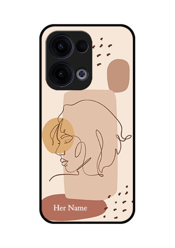 Reno 13 5G Custom Glass Phone Case - Calm Woman Line Art Design