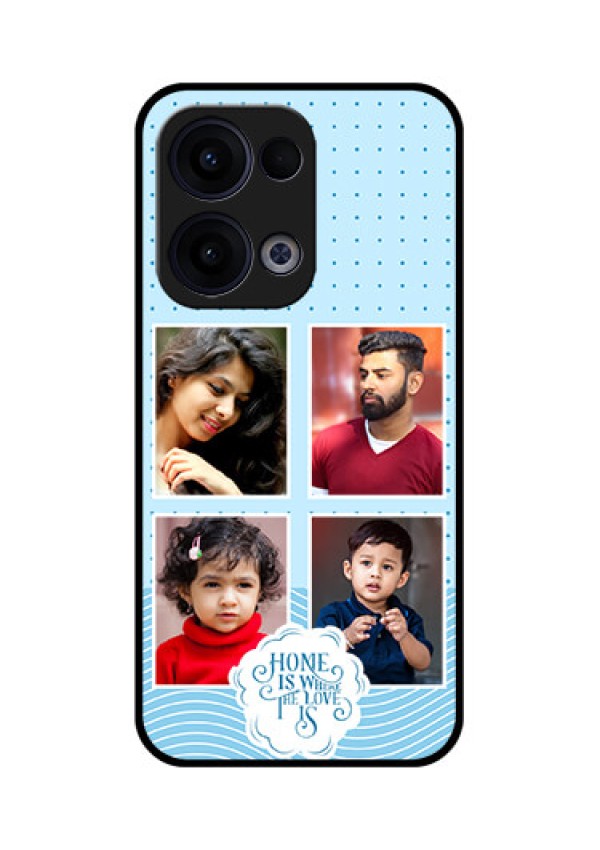 Reno 13 5G Custom Glass Phone Case - Cute Love Quote With 4 Pic Upload Design