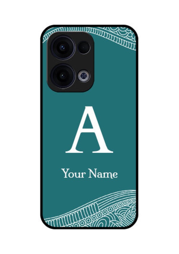 Reno 13 5G Custom Glass Phone Case - Line Art Pattern With Custom Name Design