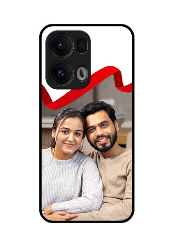Reno 13 Pro 5G Custom Glass Phone CaseRed Ribbon Frame Design