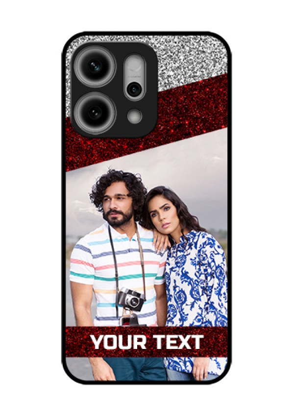 Oppo Reno 14 Pro 5G Custom Glass Phone Case - Image Holder With Glitter Strip Design
