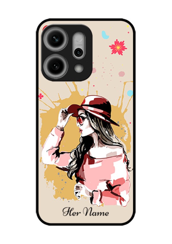 Oppo Reno 14 Pro 5G Custom Glass Phone Case - Women With Pink Hat Design