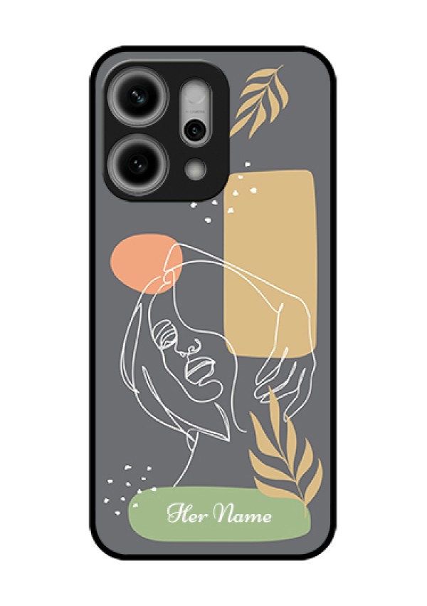 Oppo Reno 14 Pro 5G Custom Glass Phone Case - Gazing Woman Line Art Design