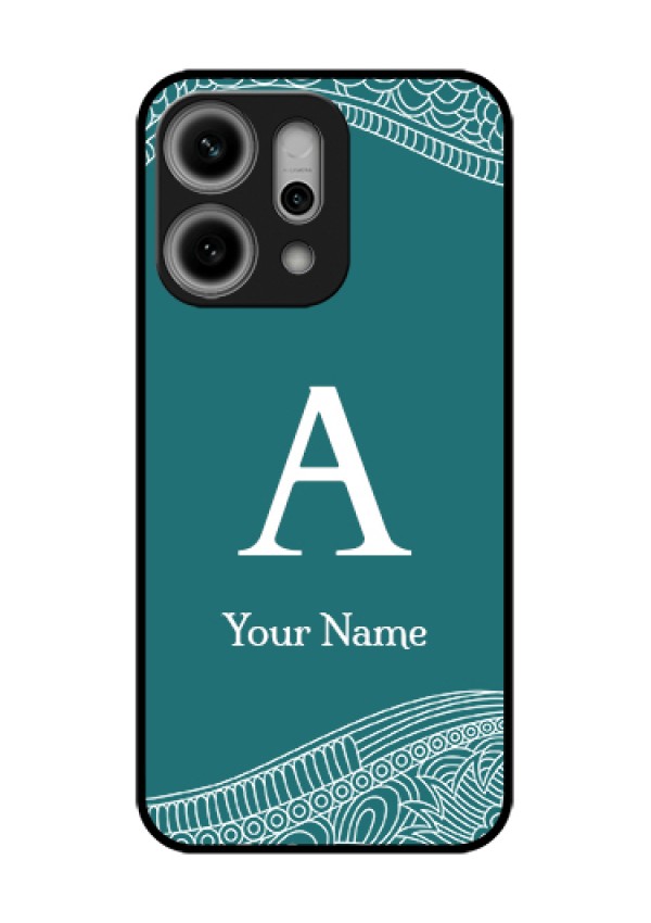 Oppo Reno 14 Pro 5G Custom Glass Phone Case - Line Art Pattern With Custom Name Design