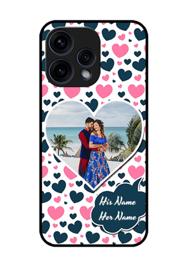Oppo Reno 15 5G Custom Glass Phone Case - Pink & Blue Heart Design