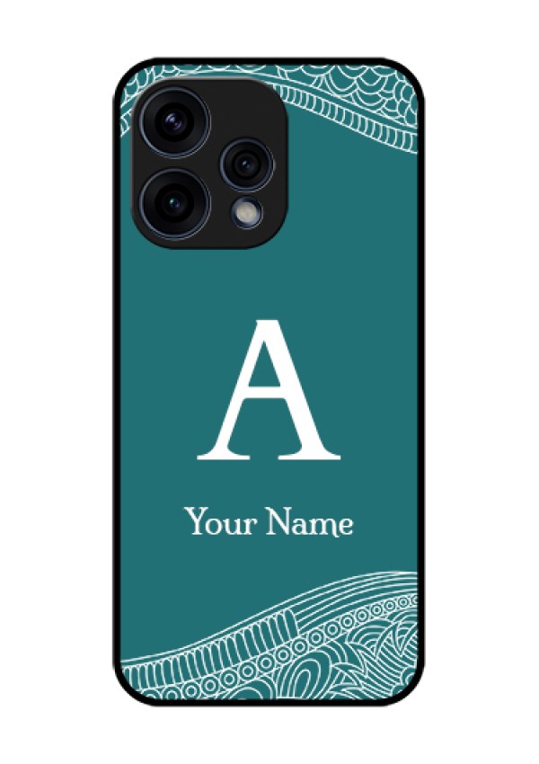 Oppo Reno 15 5G Custom Glass Phone Case - Line Art Pattern With Custom Name Design