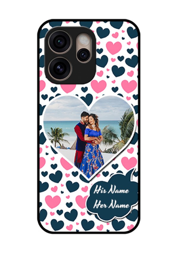 Oppo Reno 15 Pro 5G Custom Glass Phone Case - Pink & Blue Heart Design