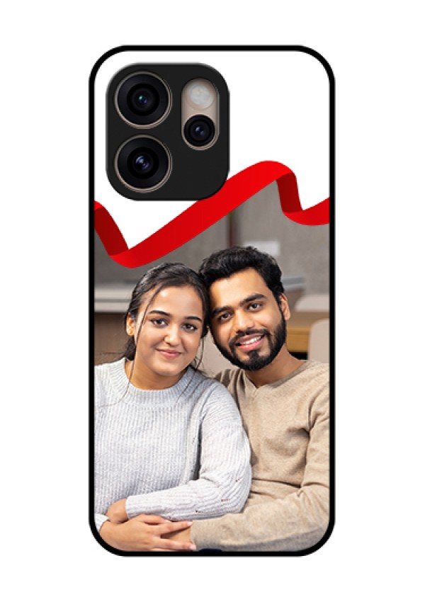 Oppo Reno 15 Pro 5G Custom Glass Phone Case - Red Ribbon Frame Design