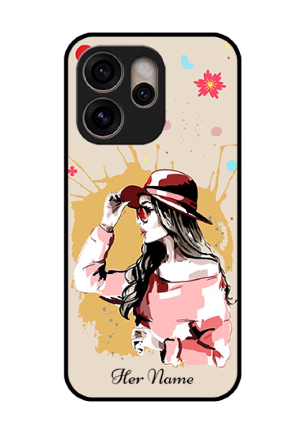 Oppo Reno 15 Pro 5G Custom Glass Phone Case - Women With Pink Hat Design