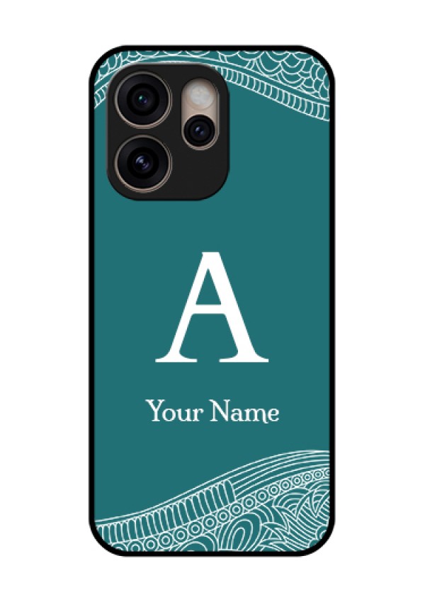 Oppo Reno 15 Pro 5G Custom Glass Phone Case - Line Art Pattern With Custom Name Design