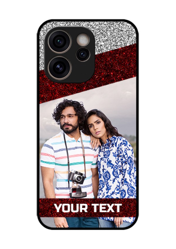 Oppo Reno 15C 5G Custom Glass Phone Case - Image Holder With Glitter Strip Design