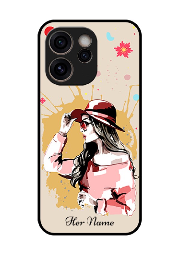 Oppo Reno 15C 5G Custom Glass Phone Case - Women With Pink Hat Design
