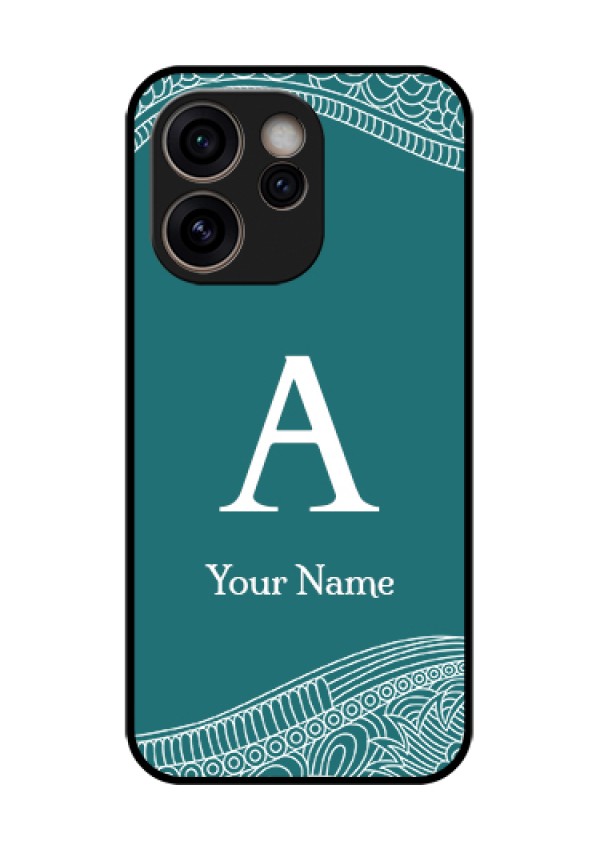 Oppo Reno 15C 5G Custom Glass Phone Case - Line Art Pattern With Custom Name Design