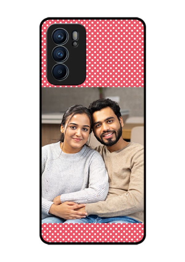 Reno 6 5G Custom Glass Phone Case - White Dotted Design