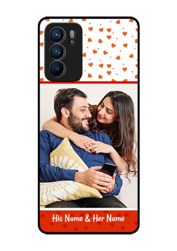 Reno 6 5G Custom Glass Phone Case - Orange Love Symbol Design