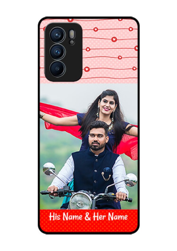 Reno 6 5G Personalized Glass Phone Case - Red Pattern Case Design