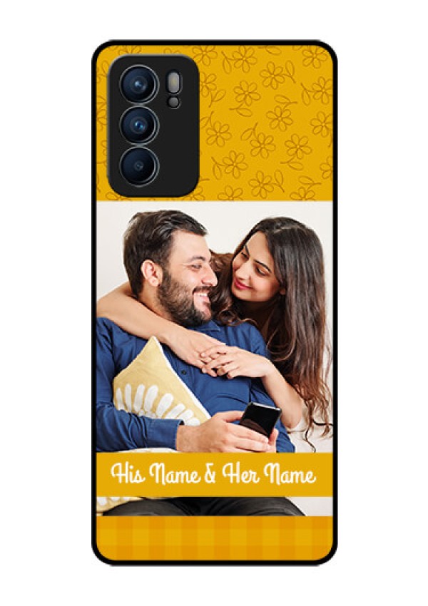 Reno 6 5G Custom Glass Mobile Case - Yellow Floral Design