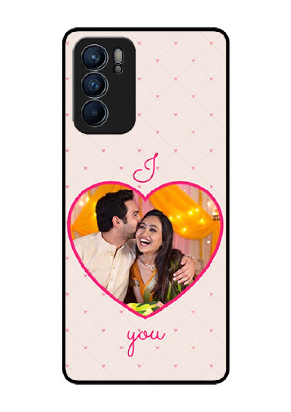 Reno 6 5G Custom Glass Mobile Case - Heart Shape Design