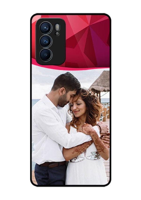 Reno 6 5G Custom Glass Mobile Case - Red Abstract Design