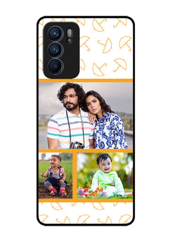Reno 6 5G Custom Glass Mobile Case - Yellow Pattern Design