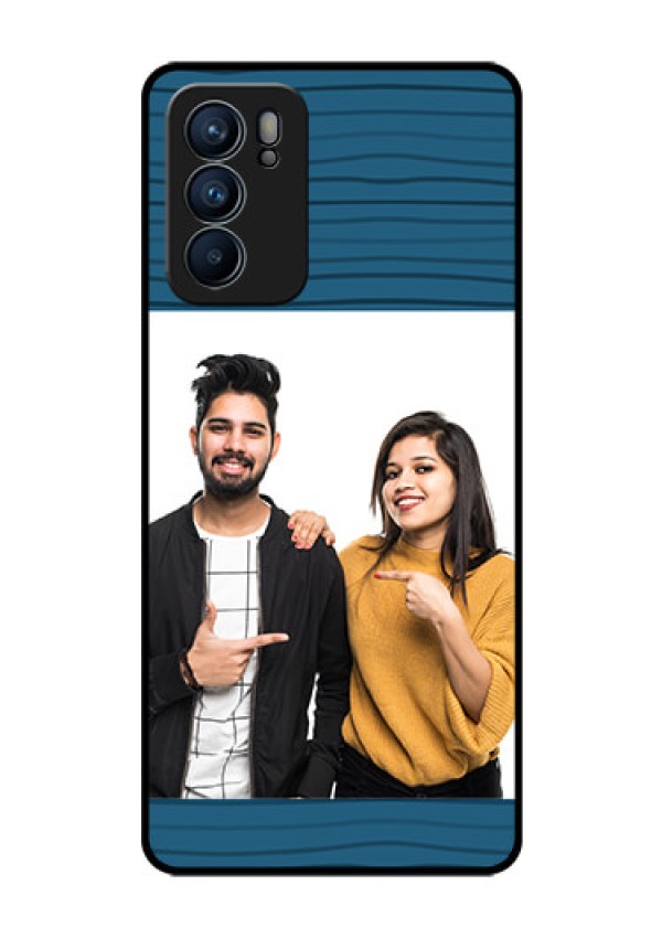 Reno 6 5G Custom Glass Phone Case - Blue Pattern Cover Design