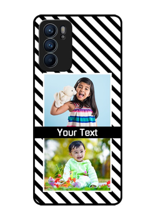 Reno 6 5G Photo Printing on Glass Case - Black And White Stripes Design