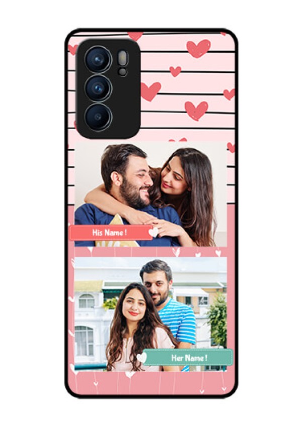 Reno 6 5G Custom Glass Mobile Case - Photo with Heart Design