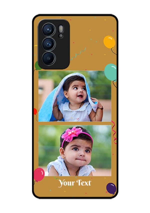 Reno 6 5G Personalized Glass Phone Case - Image Holder with Birthday Celebrations Design