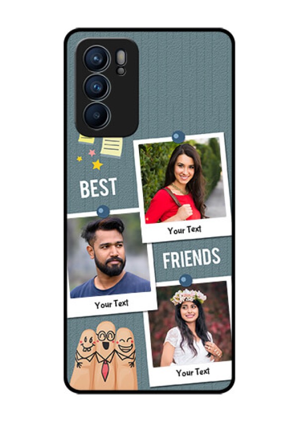 Reno 6 5G Personalized Glass Phone Case - Sticky Frames and Friendship Design